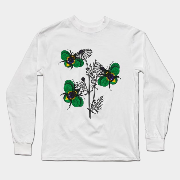 Brazil Bee Swarm Long Sleeve T-Shirt by Fusti